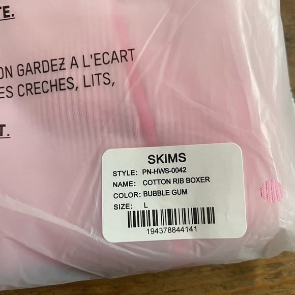 SKIMS Cotton Rib Boxer Bubblegum Pink - Picture 4 of 5